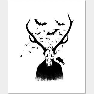 Halloween Skull Horn Posters and Art